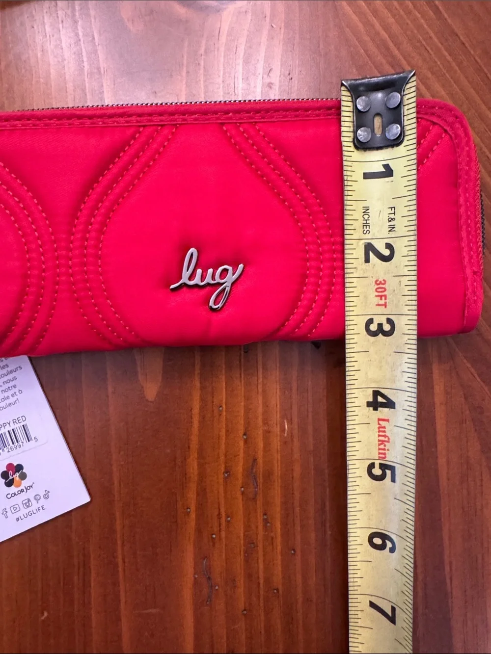 LUG tendu in Poppy Red Quilted Zip Wallet